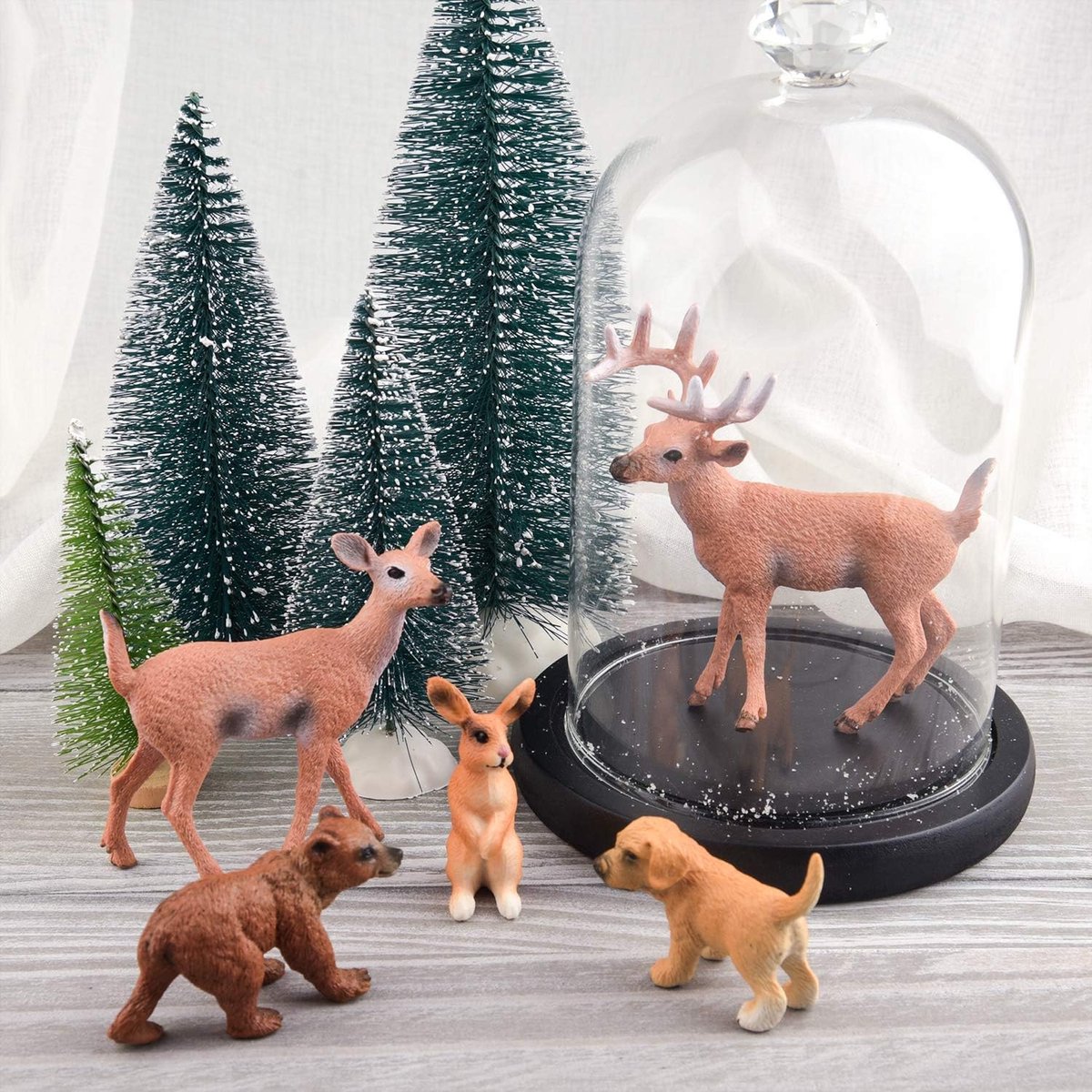 Figurine cerf et biche pour décoration gâteau d'anniversaire enfant