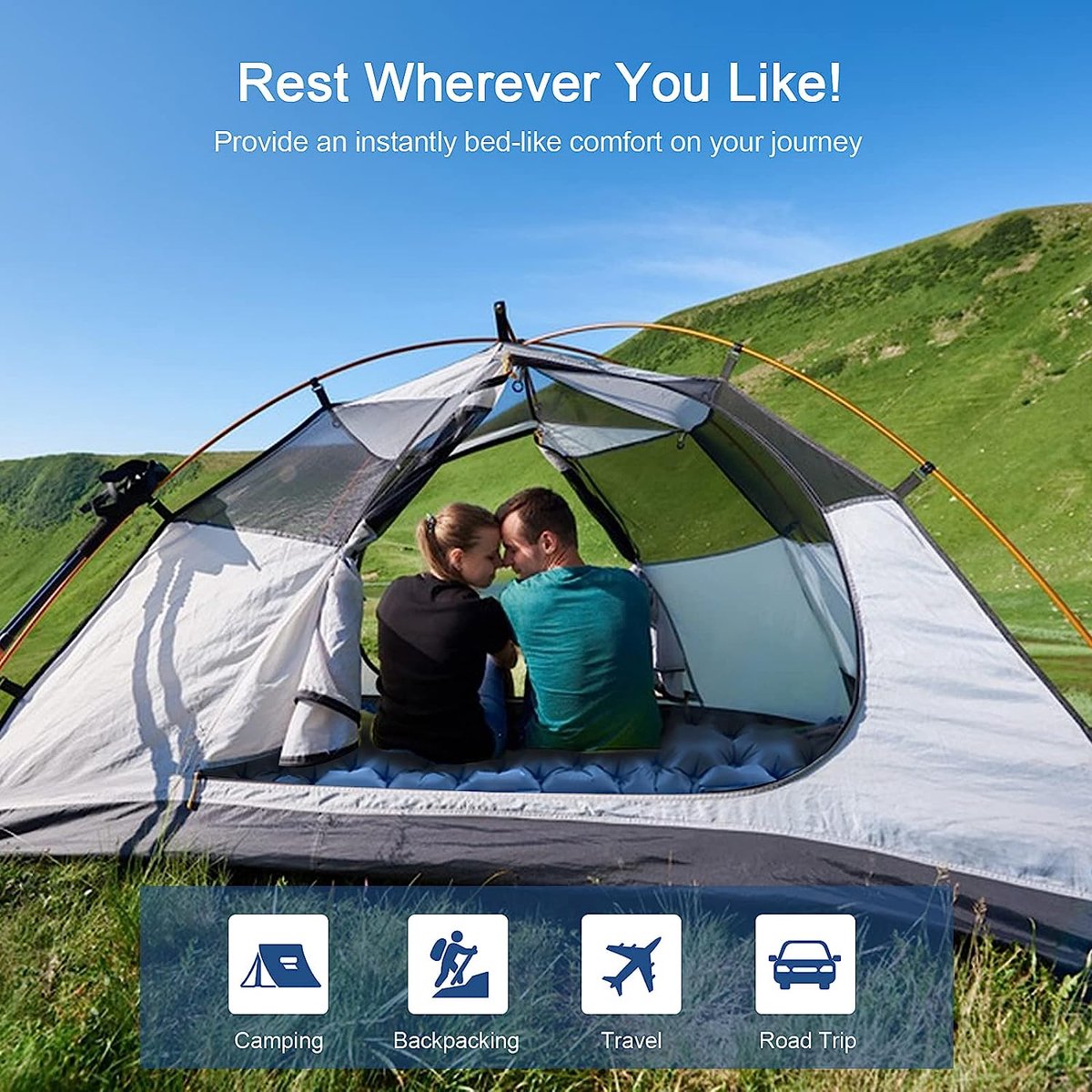 Selbstaufblasende Camping Isomatte 2 Personen - Wasserdicht für Outdoor