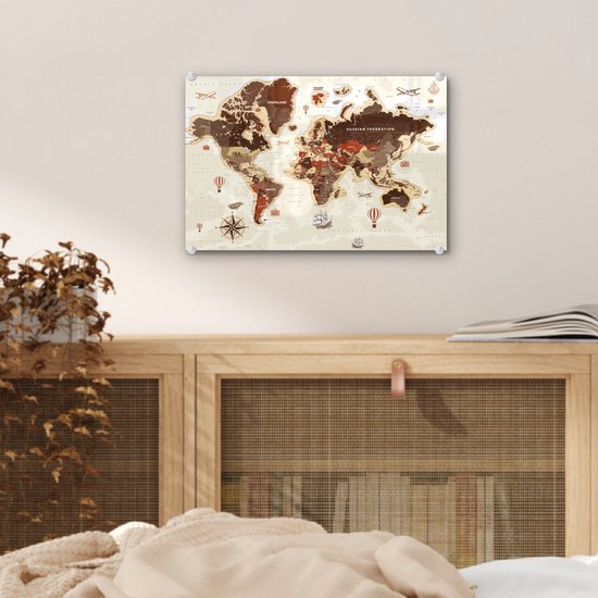 Vintage du monde vintage sur fond clair Plexiglas 30x20 cm - petit - Tirage photo sur Glas (décoration murale plexiglas)