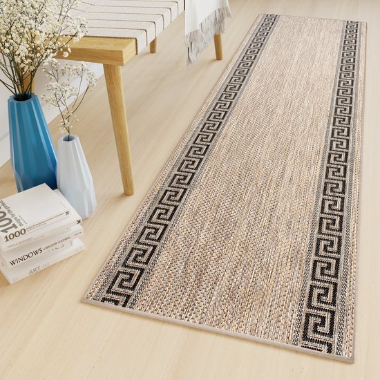 Tapiso Melissa Runner Tapis à poils courts Beige Marron Moderne Intérieur Plein air Tapis Taille – 80 x 100