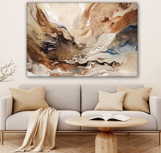 Peinture sur toile 140x90 cm - Peinture beige abstraite - Accessoires de décoration de chambre - Peintures de salon - Décoration murale de chambre - Décoration murale murale de cuisine - Tissu mural d'intérieur - Décoration de maison - Peinture art