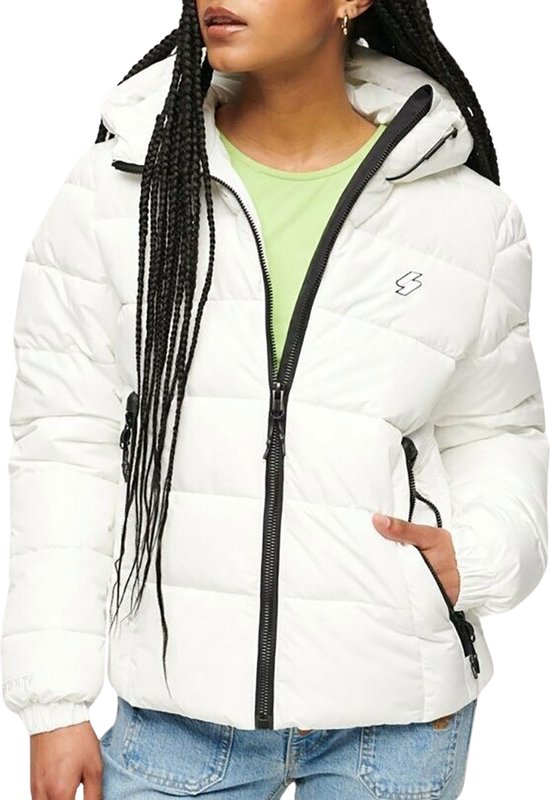 Superdry Hooded Spirit Sports Puffer Jacket Femmes - Wit - Taille L