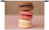 Velours Wandkleed Macarons Roze Beige Tinten Rechthoek Horizontaal L (85 X 120 CM) - Wandkleden - Met roedes