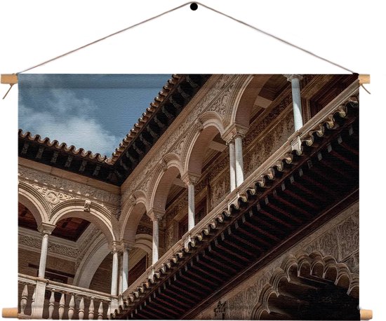 Textielposter Koninklijk Paleis van Sevilla Rechthoek Horizontaal M (30 X 40 CM) - Wandkleed - Wanddoek - Wanddecoratie