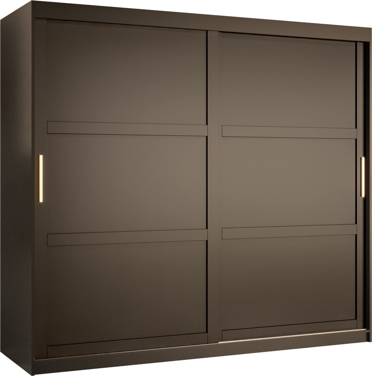 AJE Meubles B.V. Zweefdeurkast Kledingkast met 2 schuifdeuren Garderobekast slaapkamerkast Kledingstang met planken (LxHxP): 200x200x60 cm - Rumble I (Zwart, 200)