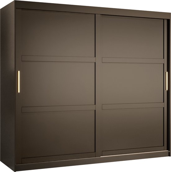 Zweefdeurkast Kledingkast met 2 schuifdeuren Garderobekast slaapkamerkast Kledingstang met planken (LxHxP): 200x200x60 cm - Rumble I (Zwart, 200)