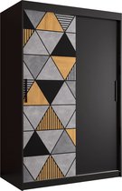 Zweefdeurkast Kledingkast met 2 schuifdeuren Garderobekast slaapkamerkast Kledingstang met planken (LxHxP): 120x200x60 cm - Gara (Zwart, 120) met lades