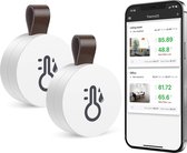 Bluetooth Thermometer Hygrometer - 2x stuks - Mini Vochtigheids Temperatuursensor met Gegevensexport en Waarschuwingen, voor iOS Android, Slimme Realtime Records voor Huis, Wijnsigaar, Woonkamer