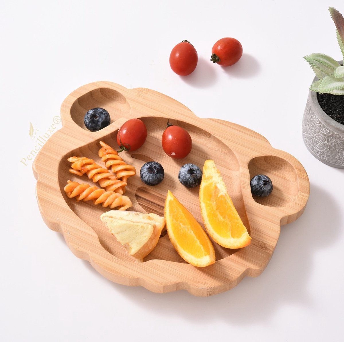 Pencilluxe® Bamboe Baby Bord (Leeuw) - Baby Cadeau - Kinderservies set - Zuignap - Kinderbord - Baby servies - Baby bestek - Melamine & BPA-vrij - Vakjesbord - Kraammand - Kraamcadeau - Babyshower cadeau - Baby - Geboorte Cadeau - Kraamvisite – foto 7