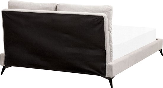 MELLE - Lit double - Beige clair - 140 x 200 cm - Velours côtelé