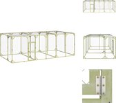 vidaXL Kippenren - Massief grenenhout - Polyester dak - Afsluitbare deur - Eenvoudig onderhoud - Draadgaas - 600 x 300 x 200 cm - Hok