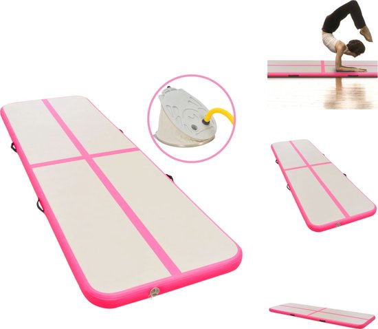vidaXL Gymnastiekmat met Pomp Oefenmat Turnmat Sportmat Oefenmat Opblaasmat Gymnastiek Mat Oefen Turn Gymnastiekmatten Sport Opblaasbaar PVC Roze