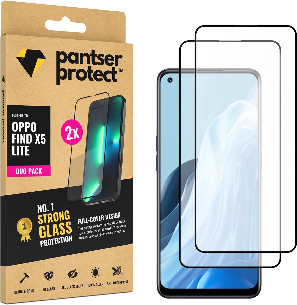 DUO-PACK - 2x Pantser Protect™ Glass Screenprotector Geschikt voor OPPO Find X5 Lite - Case Friendly - Premium Pantserglas - Glazen Screen Protector