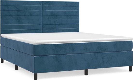 vidaXL-Boxspring-met-matras-fluweel-donkerblauw-180x200-cm