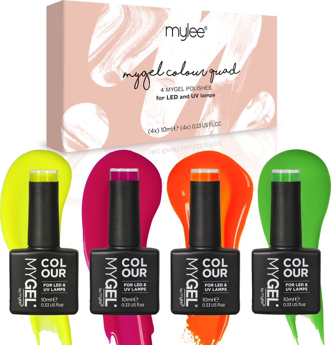 Mylee Gel Nagellak Set 4x10ml [One in a Melon] UV/LED Gellak Nail Art Manicure Pedicure, Professioneel & Thuisgebruik - Langdurig en gemakkelijk aan te brengen