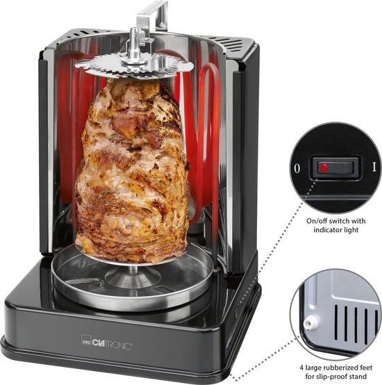 Clatronic DVG 3686 - Verticale Multi Grill - Gyrosgrill - Kebabgrill