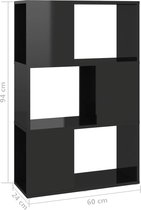 vidaXL-Boekenkast/kamerscherm-60x24x94-cm-spaanplaat-hoogglans-zwart