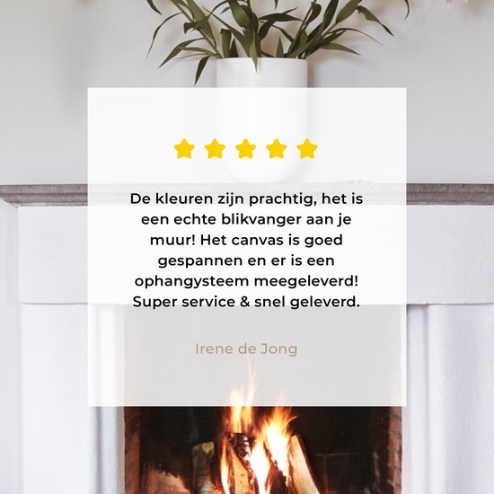 Une cheminée dans un salon 160x120 cm - Tirage photo sur toile (Décoration murale salon / chambre) XXL / Grand format!