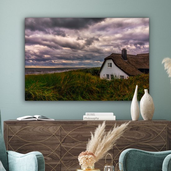 Maison dans les dunes au bord de la mer Baltique toile 140x90 cm - Tirage photo sur toile (Décoration murale salon / chambre) / Mer et plage