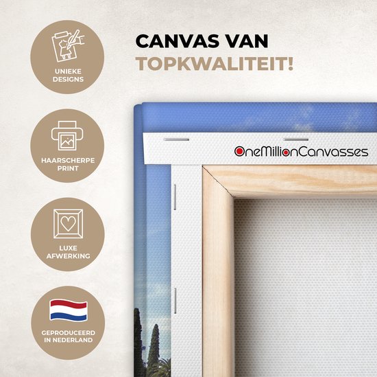 Tableau sur Toile Lac de Garde - Water - Maison - 20x20 cm - Décoration murale