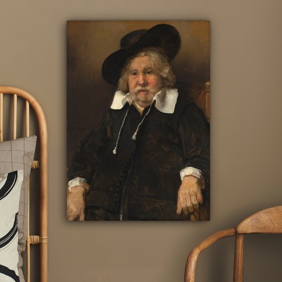 Portrait d'un vieil homme - Peinture de Rembrandt van Rijn Toile 60x80 cm - Tirage photo sur toile (Décoration murale salon / chambre)