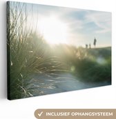 Canvas Schilderij Strand - Duin - Zon - 90x60 cm - Wanddecoratie