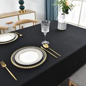 Linnen tafelkleed, zwart tafelkleed, afwasbaar, katoenen tafelkleed, linnenlook, rechthoekig, tafelkleed (zwart, 135 x 250 cm)