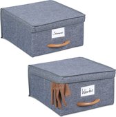 Boîtes de rangement Relaxdays avec couvercle - lot de 2 - paniers de rangement robustes - poignée - tissu