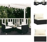 vidaXL Poly Rattan Tuinset - Modulair Design - Waterbestendig - Stevig Frame - Comfortabele Kussens - Zwart/Crème - 150x63x30 cm - Tuinset