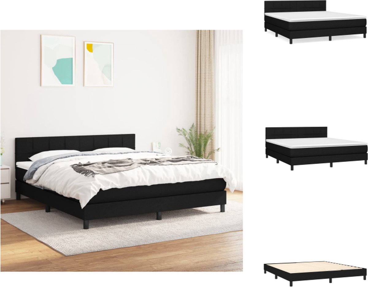 VidaXL Boxspring Bed Pocketvering Matras Middelharde Ondersteuning Huidvriendelijk Topmatras Zwart 203 x 180 x 78 88 cm Bed