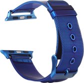 Geschikt voor Apple Watch Series 6 & SE & 5 & 4 44mm / 3 & 2 & 1 42mm Milanese roestvrijstalen horlogeband met dubbele gesp (blauw)