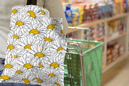 Sac Bandoulière - Sac De Plage - Shopper Fleurs - Wit - Printemps - Motifs - 40x50 cm - Sac Coton