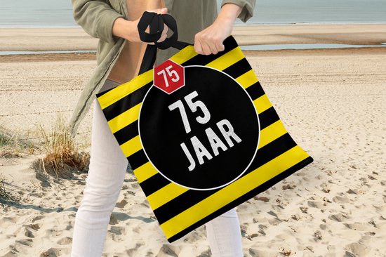 Sac Bandoulière - Sac Plage - Shopper Anniversaire - Décoration - 75 Ans - 40x40 cm - Sac Coton