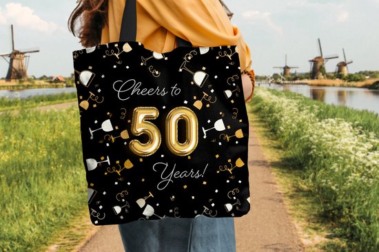MuchoWow® Sac Bandoulière - Sac Plage - Anniversaire Shopper - 50 Ans - Citation - 45x45 cm - Sac Coton