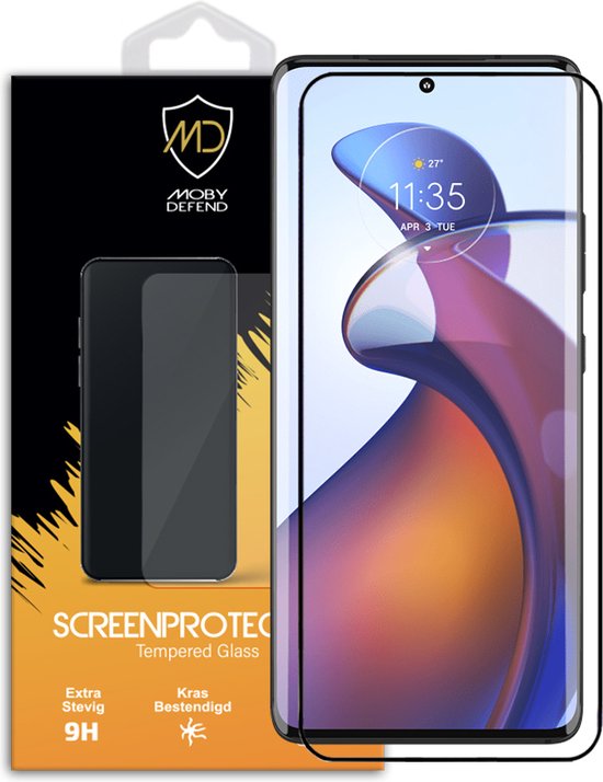 Motorola Edge 60 Pro Screenprotector - MobyDefend Screensaver Met Zwarte Randen - Gehard Glas