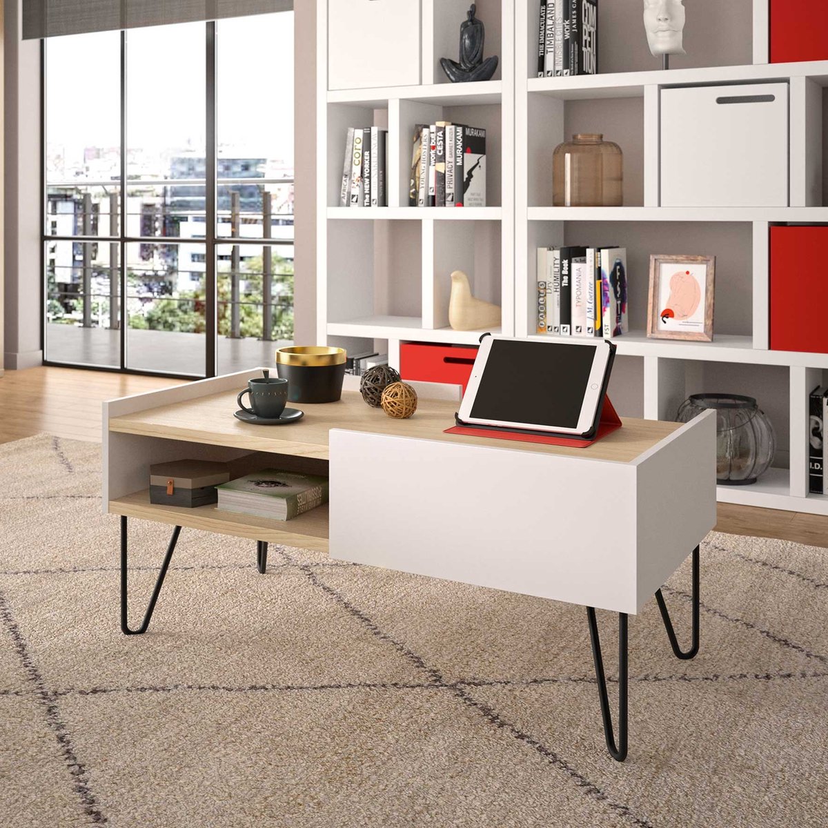 Salontafel Nina 110cm - Eik/wit