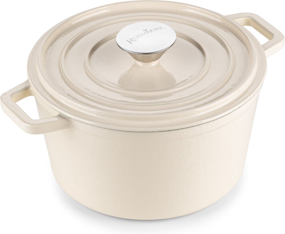 Rosmarino - Gietijzeren pan - Wit - Ø20cm - 1.8 liter - Braadpan - 100% PFAS & PFOA vrij - Emaille - Geschikt voor alle warmtebronnen