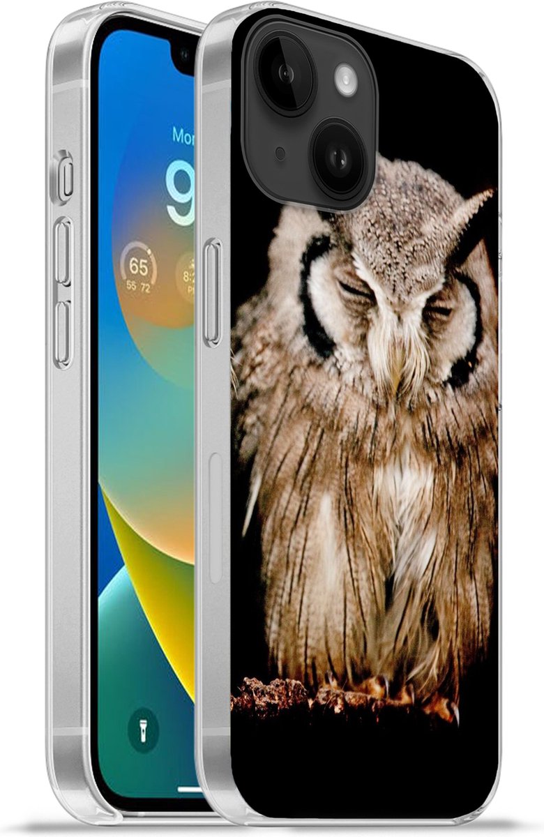 Telefoonhoesje Geschikt voor Apple Iphone 14 hoesje - Uil - Vogel - Zwart - Siliconen Telefoonhoesje Telefoonhoesje