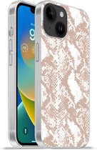 Geschikt voorApple Iphone 14 - Softcase hoesje - Slangenprint - Vormen - Pastel - Siliconen Telefoonhoesje