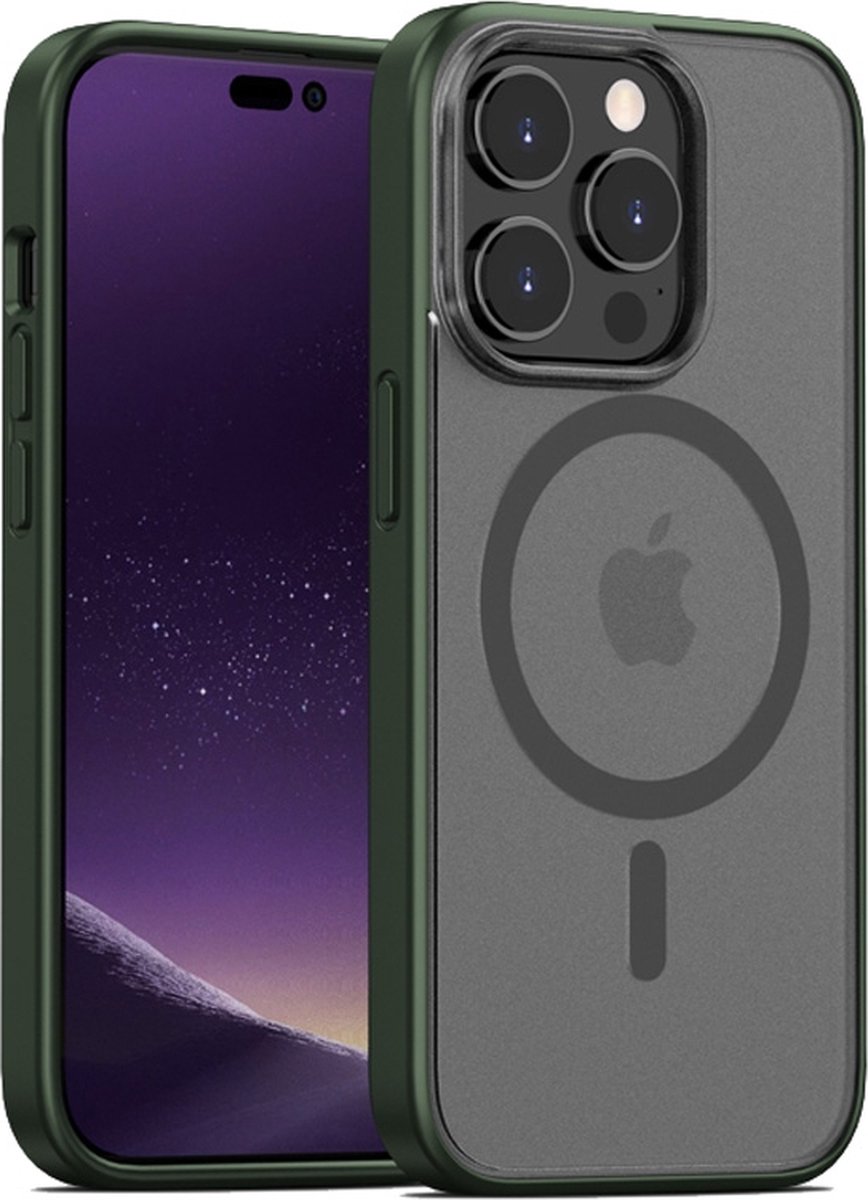 iPhone 14 Pro Max hoesje met Magsafe - Schokbestendig ontwerp met magneetring - Bumper Case met Magsafe - groen