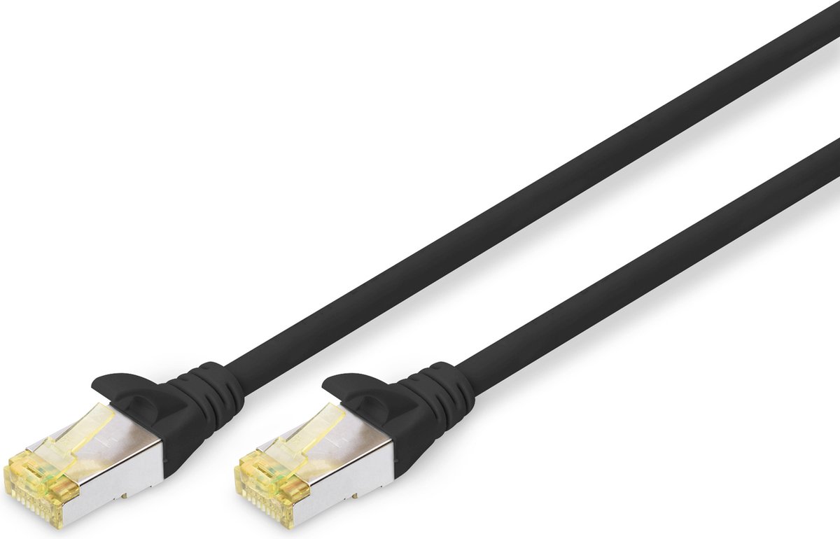 Digitus Dk-1644-A-010/Bl Rj45 Netwerk Aansluitkabel Cat 6A S/Ftp 1 M Zwart Halogeenvrij Verdraaide Paren Snagless Vlambestendig