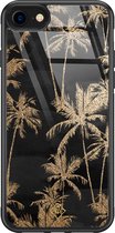 Casimoda® hoesje - Geschikt voor iPhone SE (2020) - Palmbomen - Luxe Hard Case Zwart - Backcover telefoonhoesje - Zwart