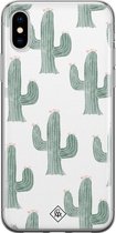 Casimoda® hoesje - Geschikt voor iPhone Xs Max - Cactus Print - Siliconen/TPU telefoonhoesje - Backcover - Planten - Groen