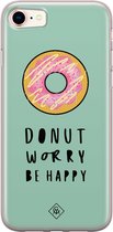 Casimoda® hoesje - Geschikt voor iPhone 8 - Donut Worry - Siliconen/TPU telefoonhoesje - Backcover - Snoep - Roze