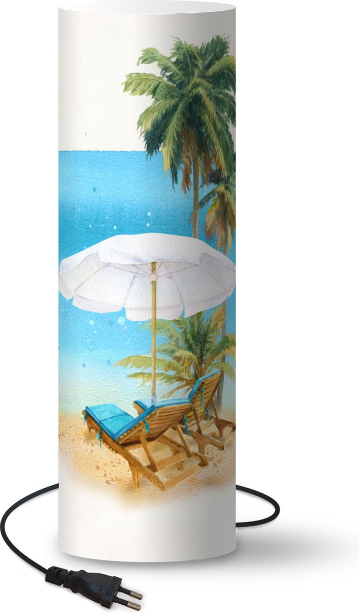 Lamp - Nachtlampje - Tafellamp slaapkamer - Strandstoel - Parasol - Palmboom - 60 cm hoog - Ø19.1 cm - Inclusief LED lamp