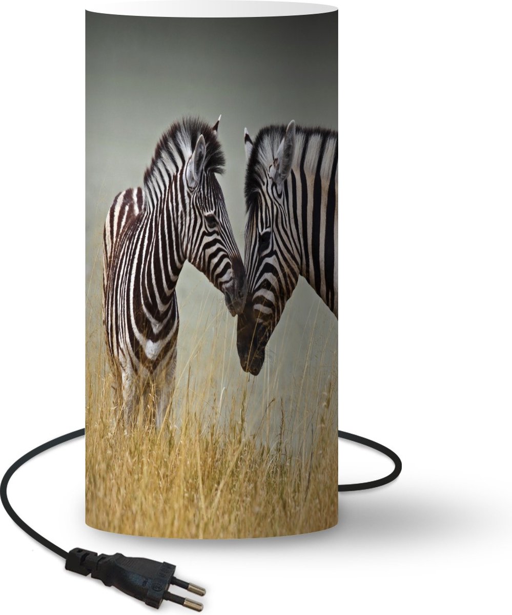 Lamp - Nachtlampje - Tafellamp slaapkamer - Moeder zebra en haar jong - 54 cm hoog - Ø24.8 cm - Inclusief LED lamp