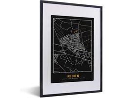 Fotolijst incl. Poster - Stadskaart - Rijen - black en gold - Plattegrond - Kaart - 30x40 cm - Posterlijst