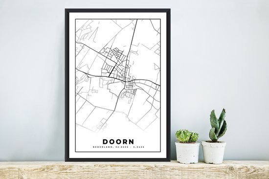 Cadre photo avec affiche - Carte - Doorn - Carte - Plan de la ville - 40x60 cm - Cadre pour affiche