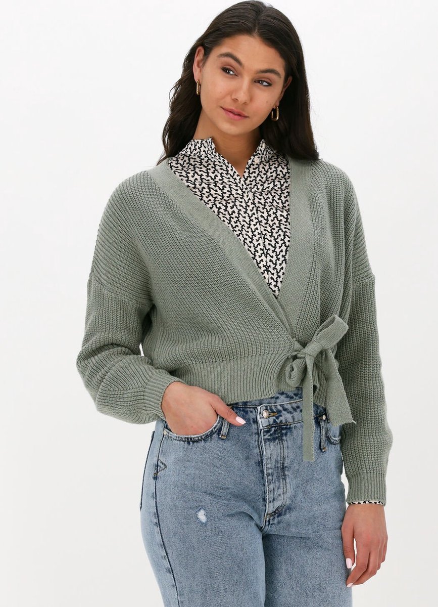 Simple Knitted Cardigan Rosey Es Truien & Vesten Dames - Sweater - Hoodie - Vest- Groen - Maat L