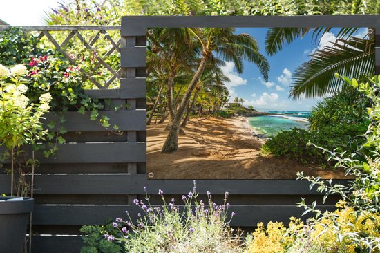 Affiche exotique Kuau Cove Beach située sur Hawaii Garden 120x80 cm - Toile de jardin / Toile d'extérieur / Peintures pour l'extérieur (décoration de jardin)
